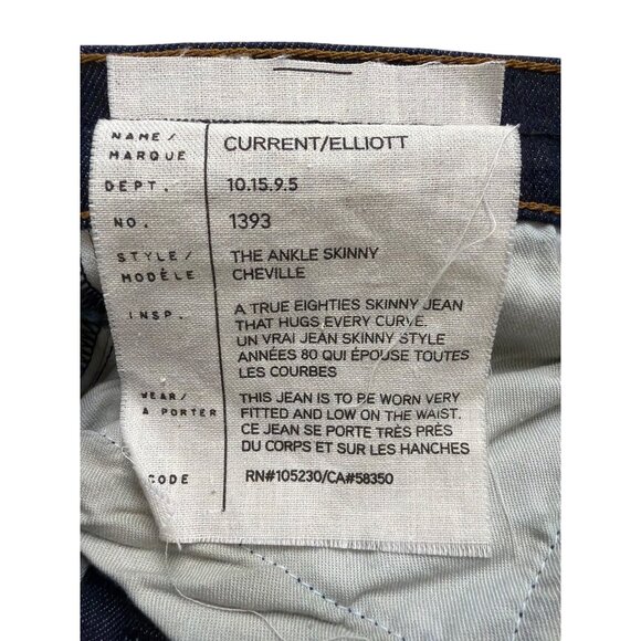 Current/Elliott Womens Blue Cotton Blend Ankle Skinny Distressed Jeans Size 32 - Picture 8 of 13